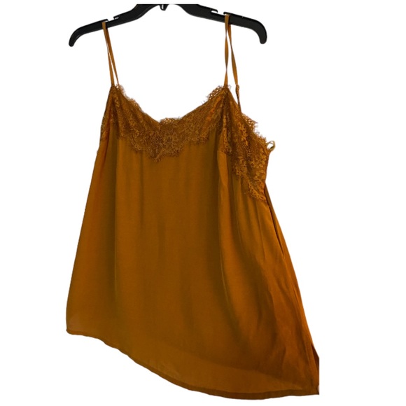 Wishlist Apparel Womens Cami Tank Top Brown Lace Neckline Viscose Rayon Medium - Picture 3 of 6